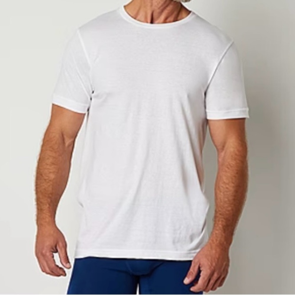 Men’s 3-pk White Van Heusen Classic Cotton Crewneck Tees - Large